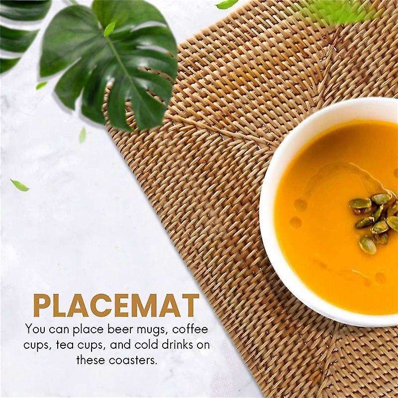 2 Pcs Table Mats Non Slip Rattan Placemats Dining Table Heat Resistant Woven Place Mats Insulation H