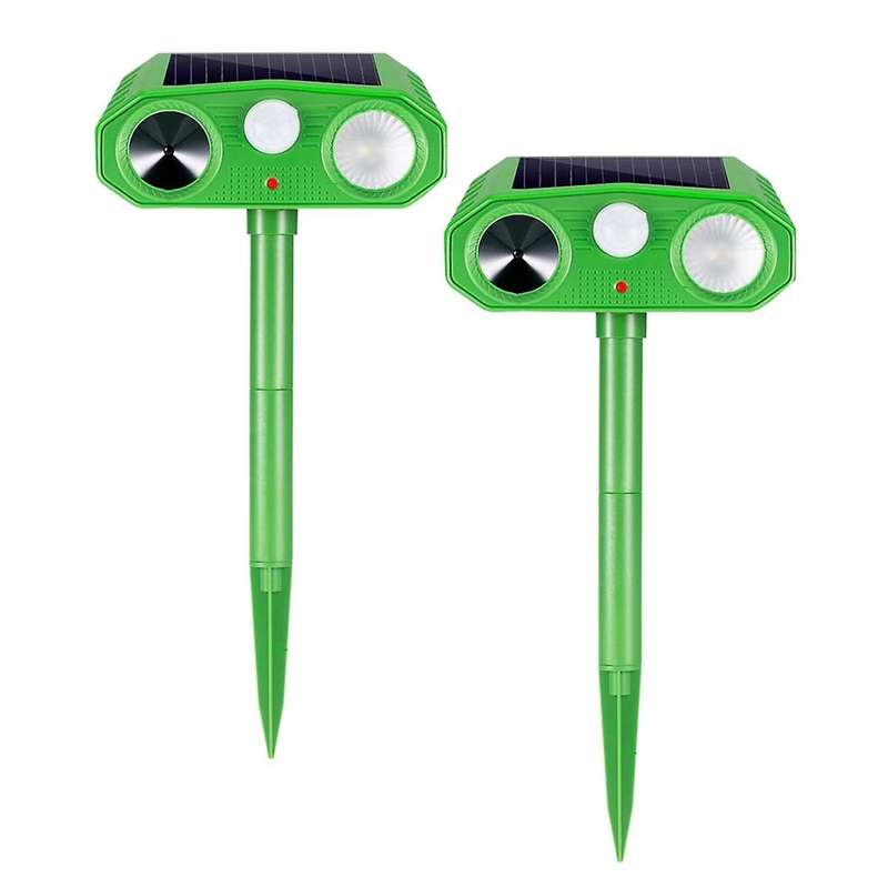 2 PCS Ultrasonic Animal Repellent Outdoor Solar Animal Repeller Waterproof with Motion Sensor LED St