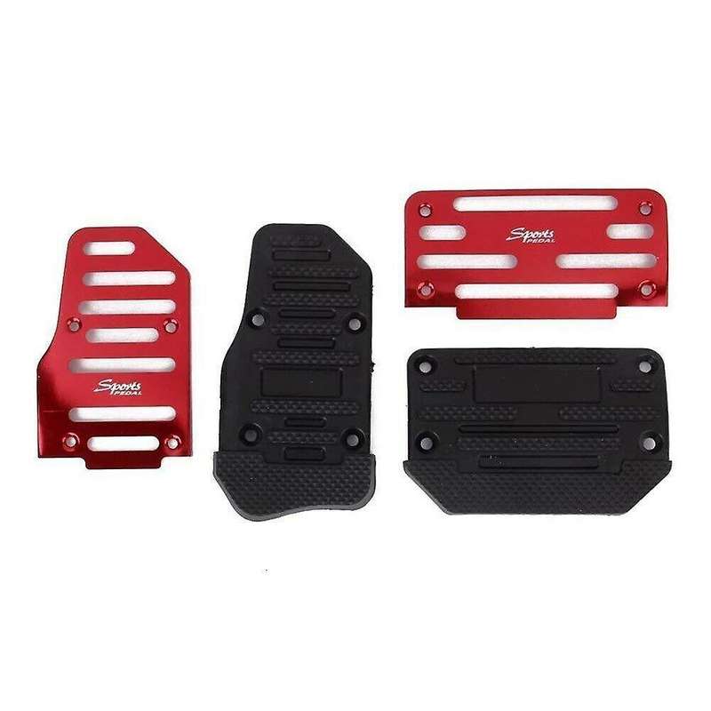 2 PCS Universal Aluminum Car Accessories Automatic Pedal Brake Foot Treadle Cover Red Non-Slip Kit