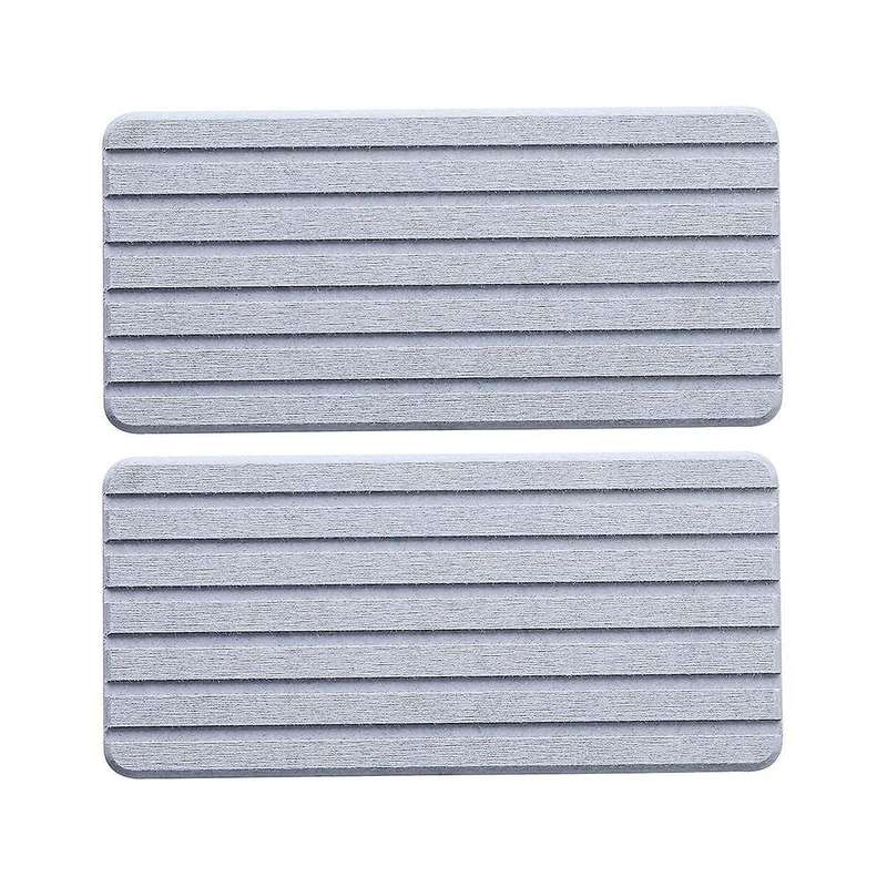 2 Pcs Water Absorbent Diatomite Coasters Rectangle, Grooved , Water Absorbing Stone Gray