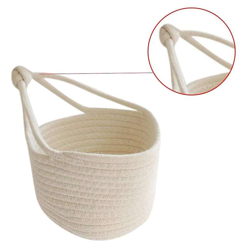 2 Pcs Wall Hanging Storage Basket Cotton Rope Basket Small Storage Basket Baby Nursery Organizer Bi