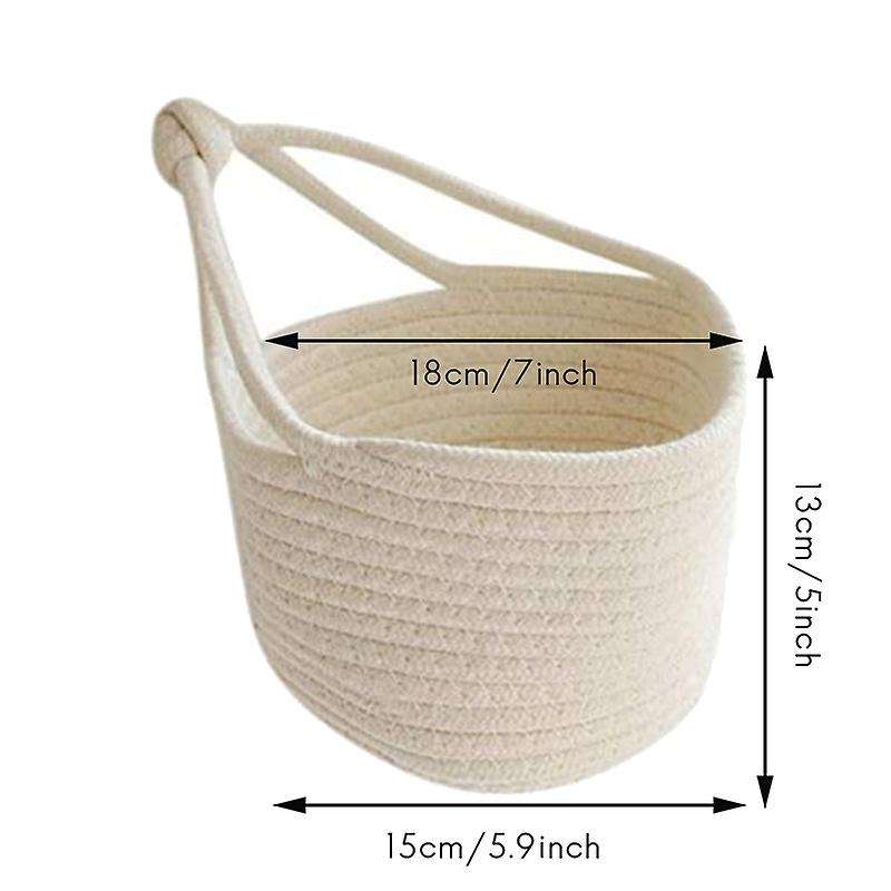 2 Pcs Wall Hanging Storage Basket Cotton Rope Basket Small Storage Basket Baby Nursery Organizer Bi