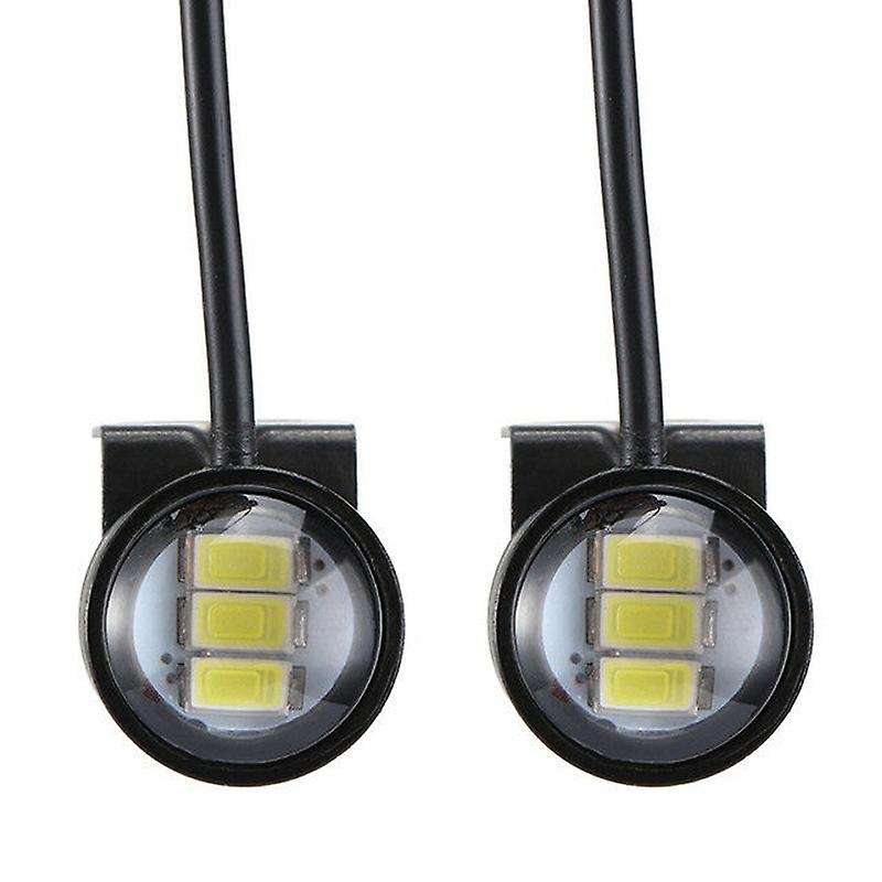 2 Pcs White LED Motorcycle Headlight Driving Daytime Running Light Lamp
