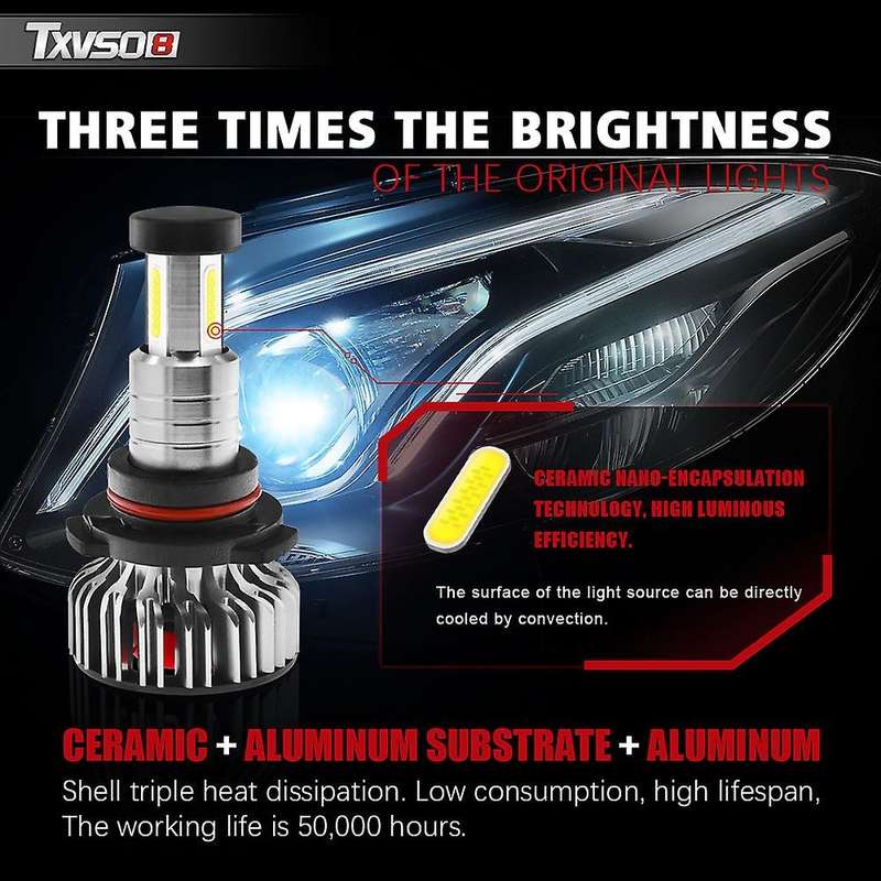 2 Pcs X3 9012 Bulbs, 110W 26000 Lumens Super Bright LED Waterproof Headlights Conversion Kit 6000K C