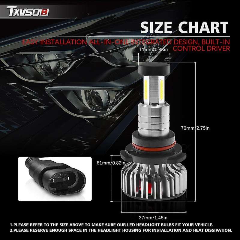 2 Pcs X3 9012 Bulbs, 110W 26000 Lumens Super Bright LED Waterproof Headlights Conversion Kit 6000K C