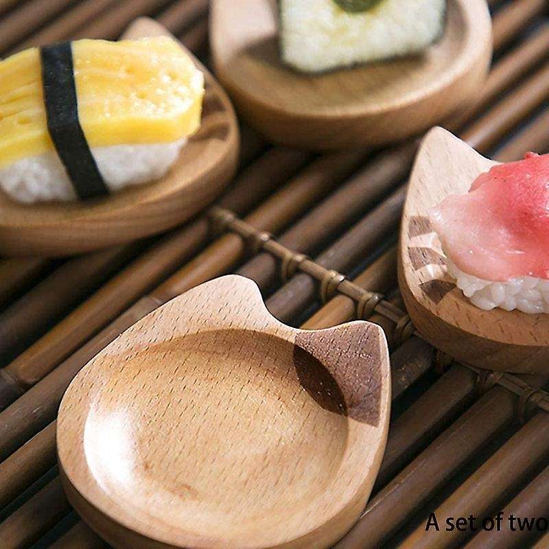 2 Pcs Wooden Dip Bowls Sauce Dishes Seasoning Dishes Serving Dishes Seasoning Bowl Sushi Soy Dishes