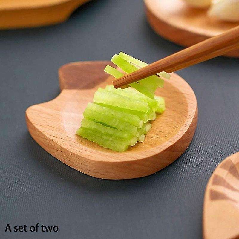 2 Pcs Wooden Dip Bowls Sauce Dishes Seasoning Dishes Serving Dishes Seasoning Bowl Sushi Soy Dishes