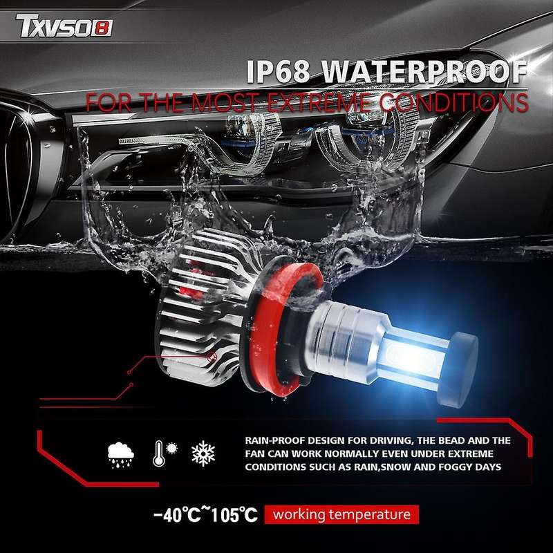 2 Pcs X3 H11 Bulbs, 110W 26000 Lumens Super Bright LED Waterproof Headlights Conversion Kit 6000K Co