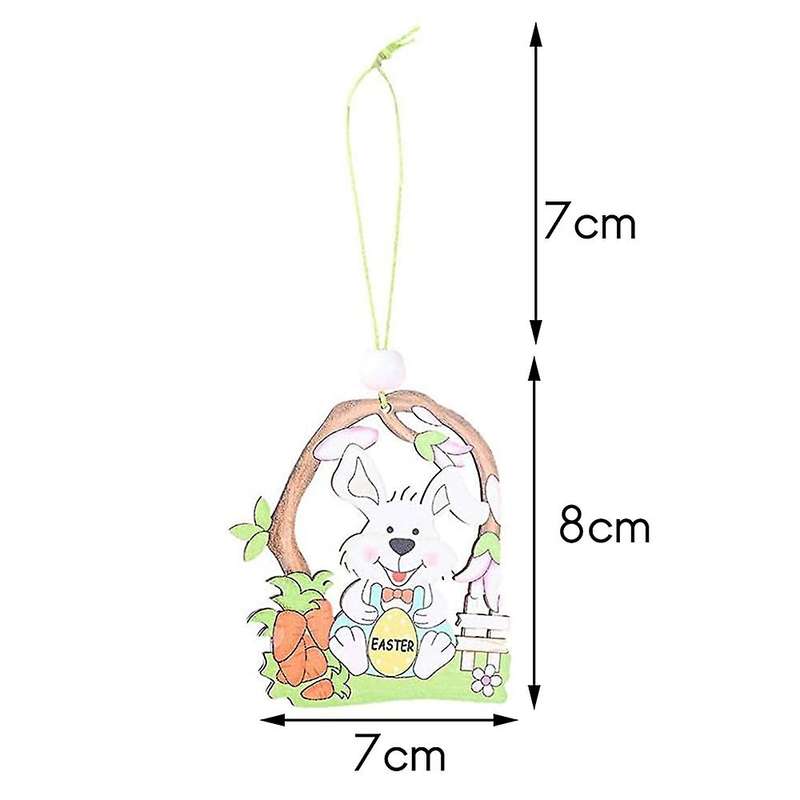 2 Pcs Wooden Easter Pendant, Bunny Crafts Hanging Ornaments Hang Tags Pendant for Home Wall Door De