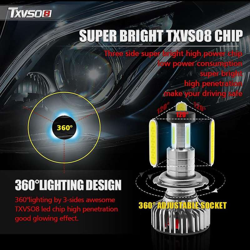 2 Pcs X3 H7 Bulbs, 110W 26000 Lumens Super Bright LED Waterproof Headlights Conversion Kit 6000K Coo