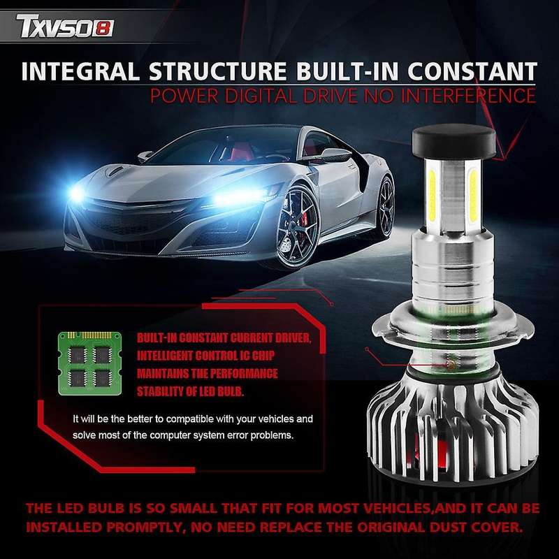 2 Pcs X3 H7 Bulbs, 110W 26000 Lumens Super Bright LED Waterproof Headlights Conversion Kit 6000K Coo