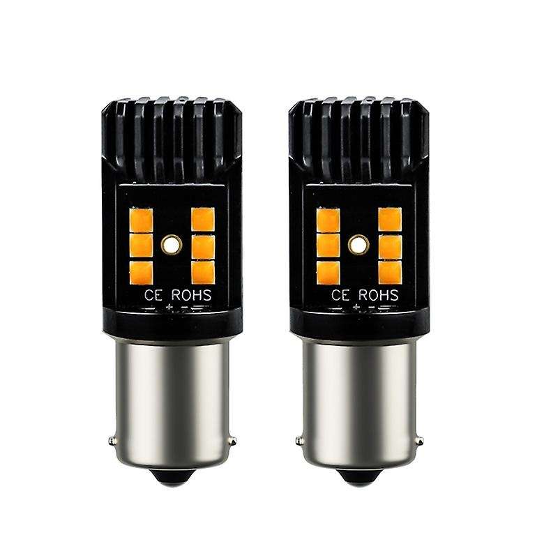 2 Pcs Yellow 1156 BA15S P21W 12SMD 3030 Signal Bulbs for Replacement Of Signal, Turn, Reverse, Brake