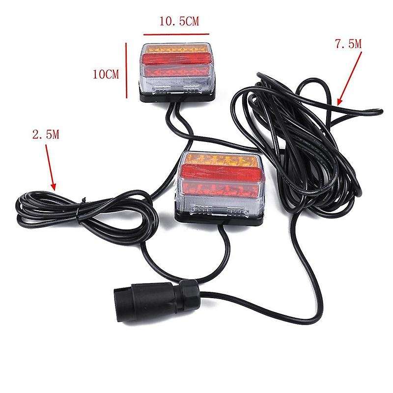 2 Piece 16 Trailer Tail Light with Magnet Combination Towing Taillight Car Truck Tail Light 12V Numb