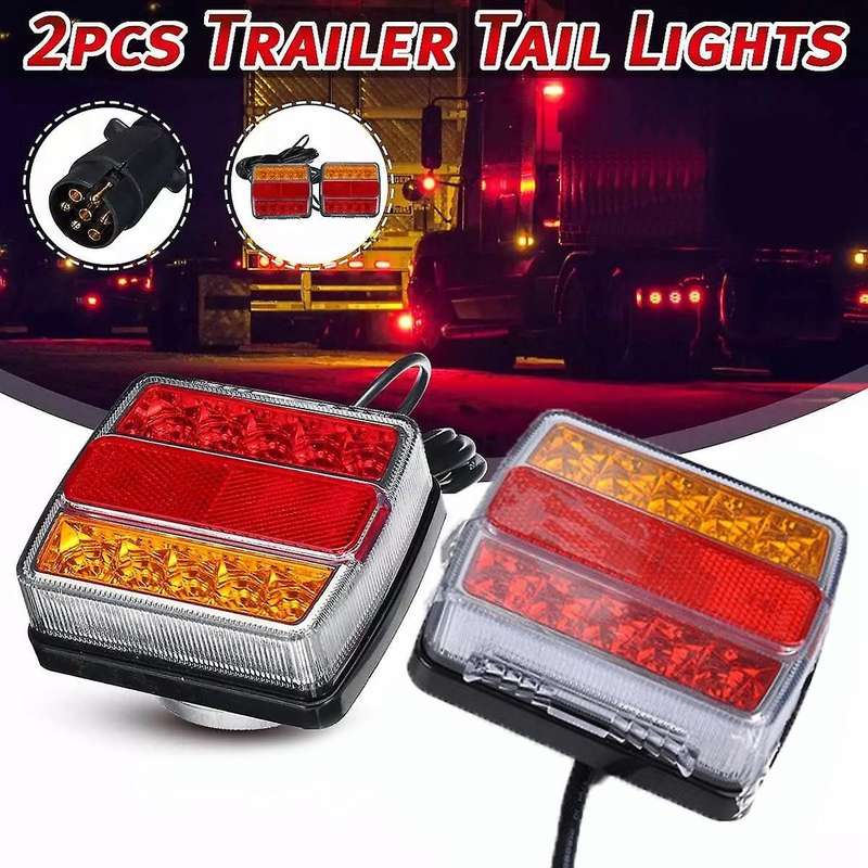 2 Piece 16 Trailer Tail Light with Magnet Combination Towing Taillight Car Truck Tail Light 12V Numb
