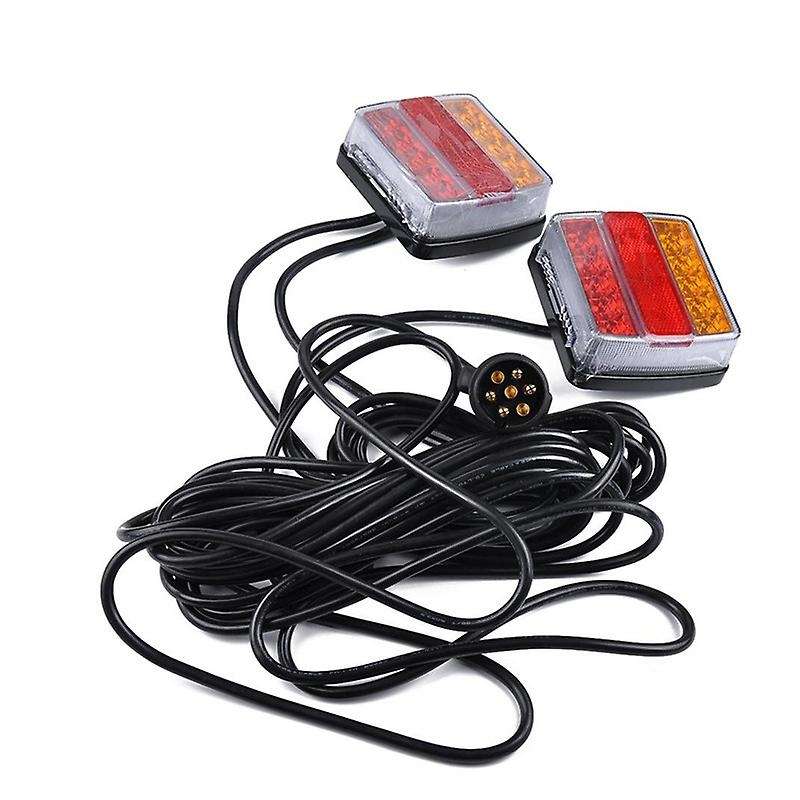 2 Piece 16 Trailer Tail Light with Magnet Combination Towing Taillight Car Truck Tail Light 12V Numb