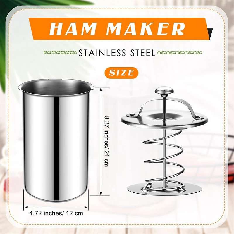 2 Piece Meat Press Maker Stainless Steel Ham Press Maker with Thermometer Sandwich Meat Press Bacon