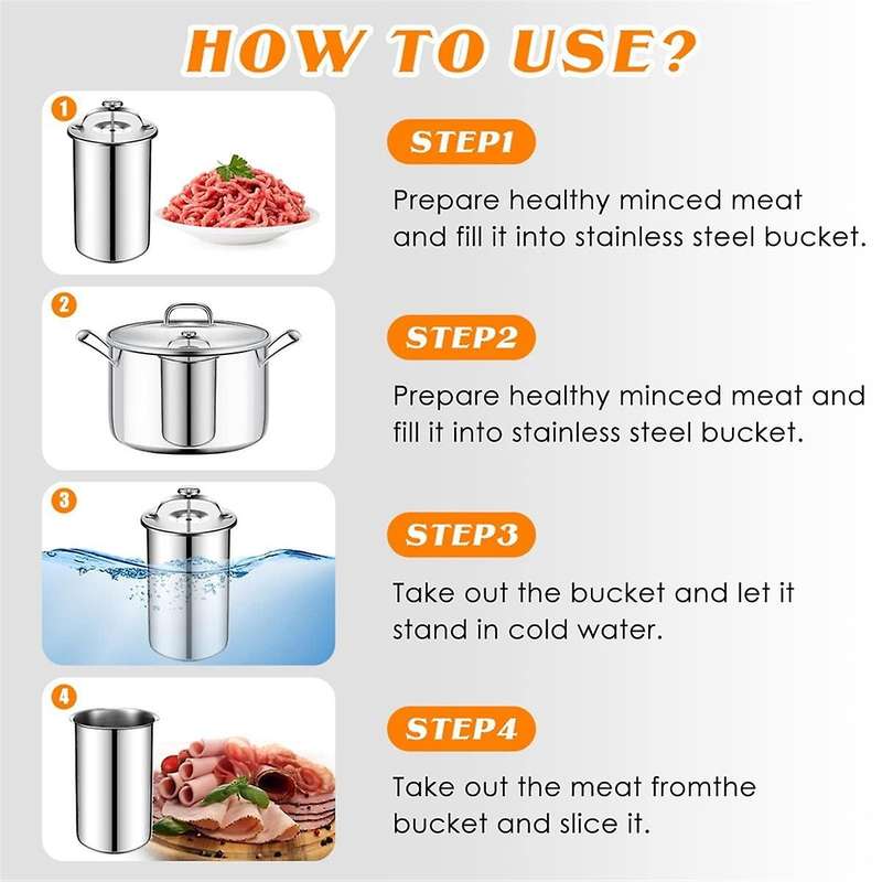 2 Piece Meat Press Maker Stainless Steel Ham Press Maker with Thermometer Sandwich Meat Press Bacon