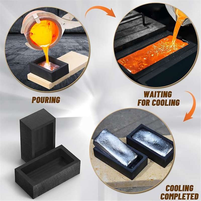2 Pieces 1kg Graphite Ingot Mold Casting Tool, Casting Melting Tool, Used for Refining Gold, Silver,