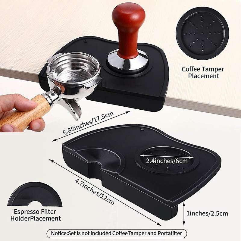 2 Pieces Espresso Knock Box Coffee Tamper Mat Reliable Barista with Removable Knock Bar Non-Slip Si