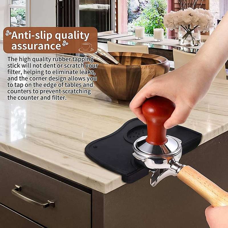 2 Pieces Espresso Knock Box Coffee Tamper Mat Reliable Barista with Removable Knock Bar Non-Slip Si