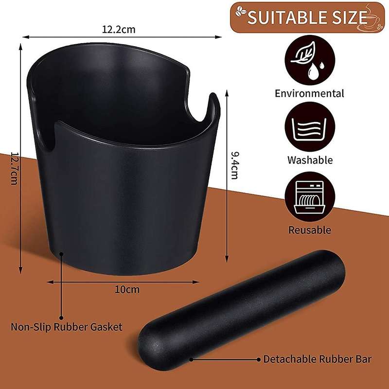 2 Pieces Espresso Knock Box Coffee Tamper Mat Reliable Barista with Removable Knock Bar Non-Slip Si