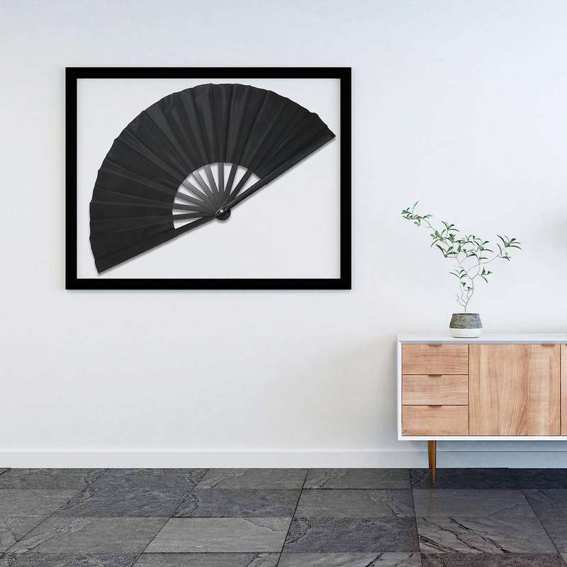 2 Pieces Folding Fan Nylon Cloth Handheld Folding Fan Chinese Kung Tai Fan Black Decoration Fold Ha
