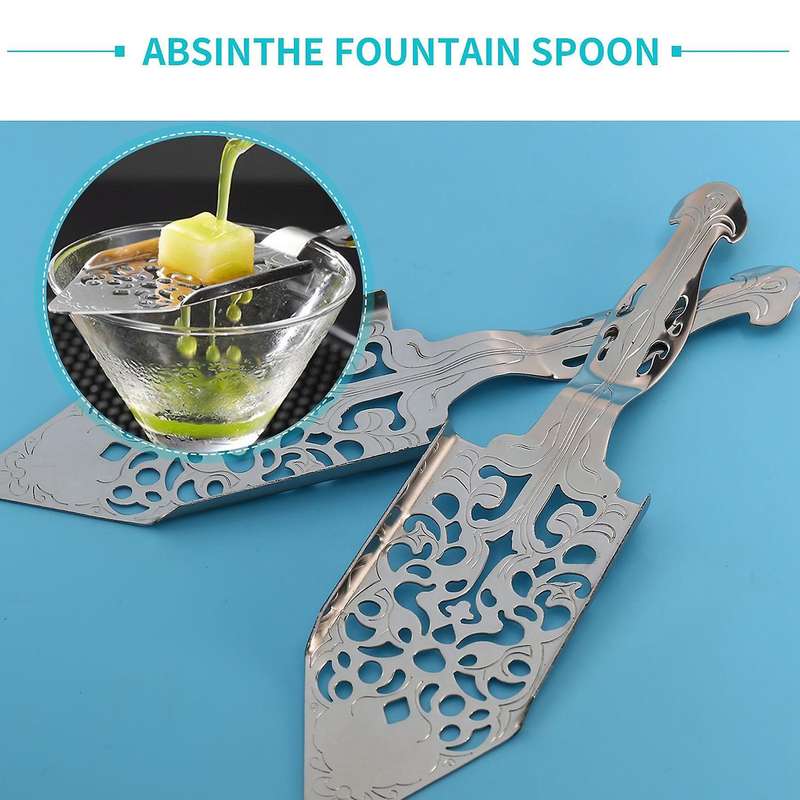 2 Pieces Absinthe Spoons, Stainless Steel Absinthe Cocktails Spoon Making Kit Gothic Absinthe Founta