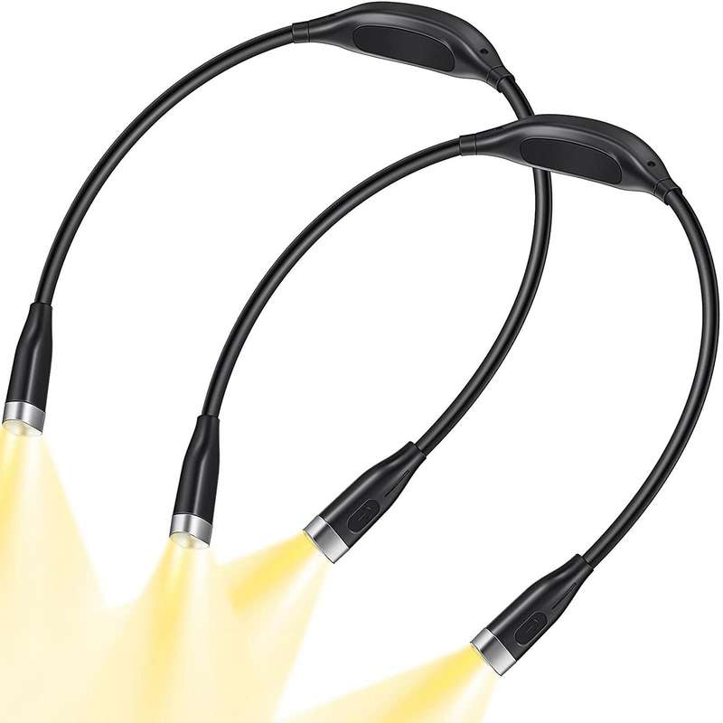 2 Pieces Neck Reading Light 3 Brightness Levels LED Reading Light Rechargeable Neck Book Light Flexi