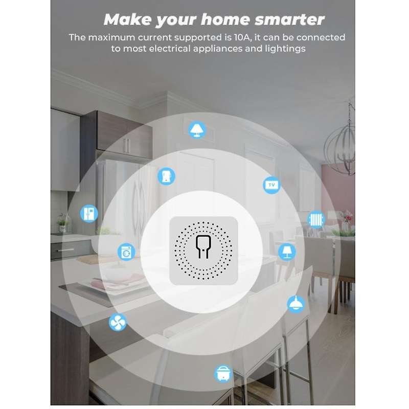 2 Pieces of 16A Tuya Wifi Mini Diy Smart Switch LED Light Smart Life Push Module for Use with Google