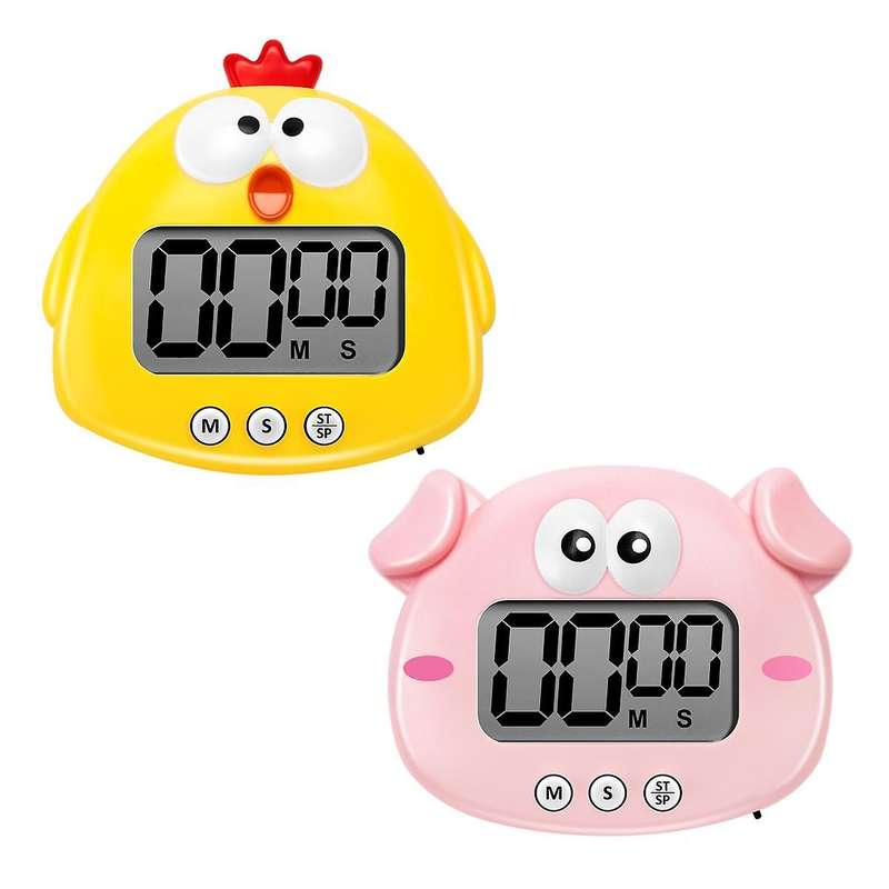 2 Pieces Kitchen Timer Animal Digital Countdown Timer Magnetic Lcd Display Timer for Cooking Kids