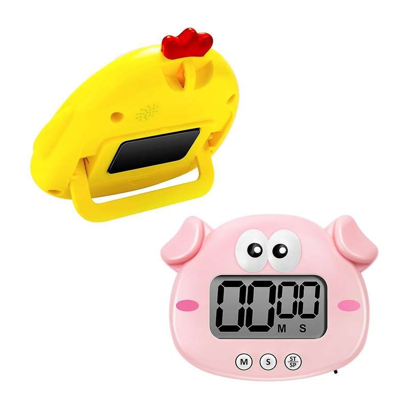 2 Pieces Kitchen Timer Animal Digital Countdown Timer Magnetic Lcd Display Timer for Cooking Kids