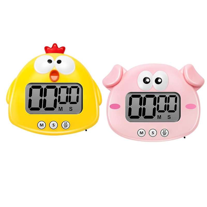 2 Pieces Kitchen Timer Animal Digital Countdown Timer Magnetic Lcd Display Timer for Cooking Kids