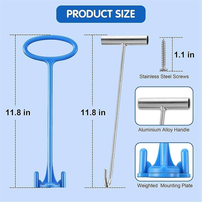 2 Pieces Skimmer Basket Handle, Pool Skimmer Basket Hook, for All Skimmer Basket for Debris Removal