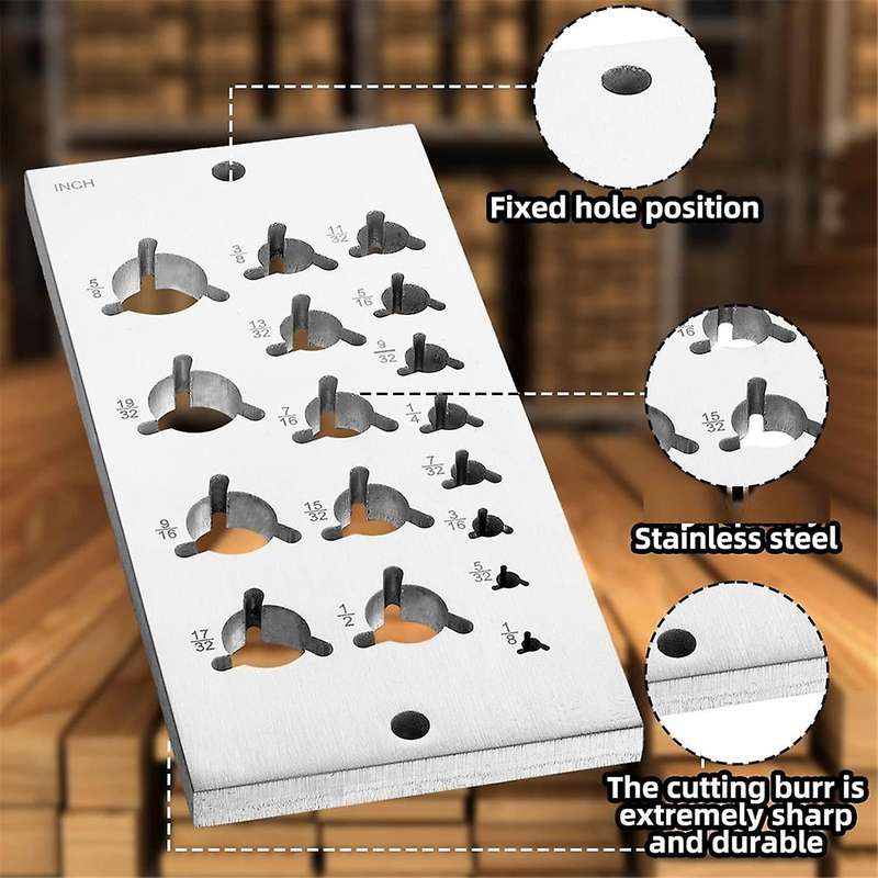 2 Pieces Steel Dowel Plate, Dowel Maker, Dowel Making Tool Imperial 17 Holes In 1/32in Increments Fr