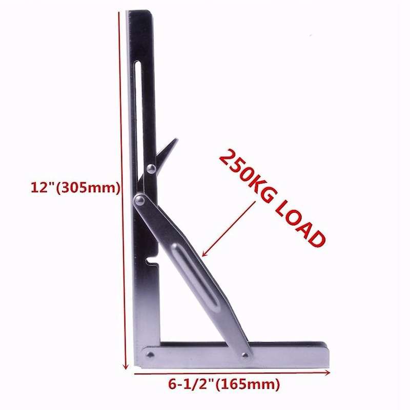 2 Pieces of Stainless Steel Folding Shelf Countertop Bracket 250KG Load Heavy Duty