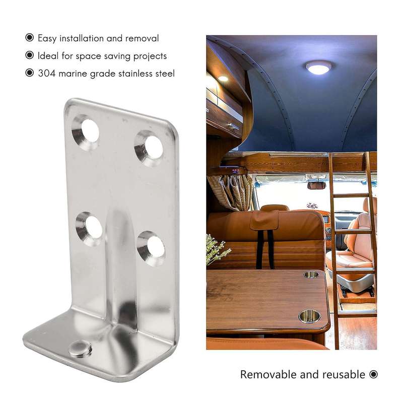2 Set Marine Grade Stainless Steel Table Bracket Set Removable Multiple Usage for House Boat Marine