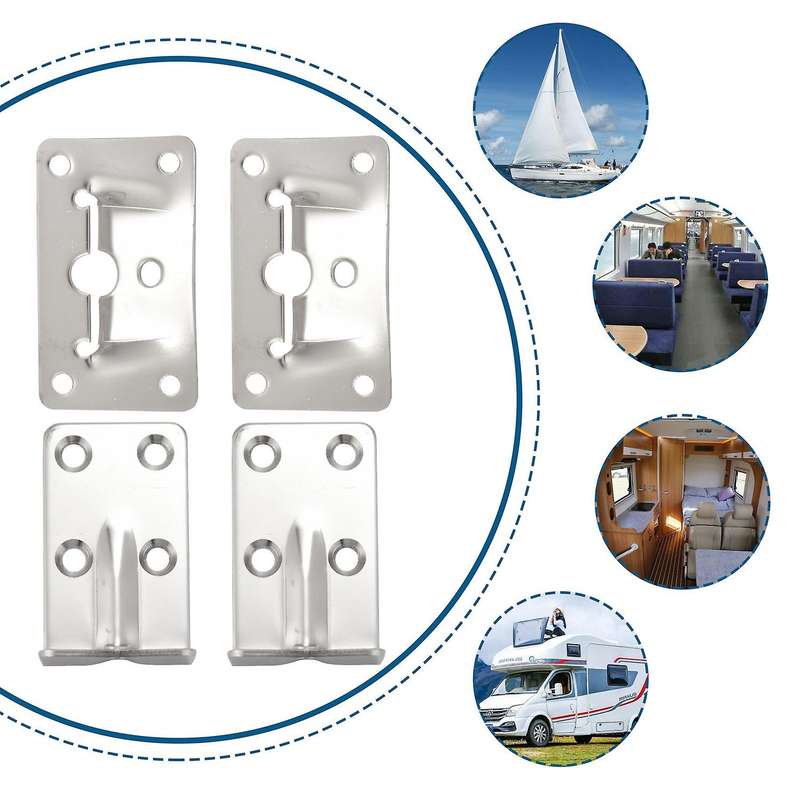 2 Set Marine Grade Stainless Steel Table Bracket Set Removable Multiple Usage for House Boat Marine
