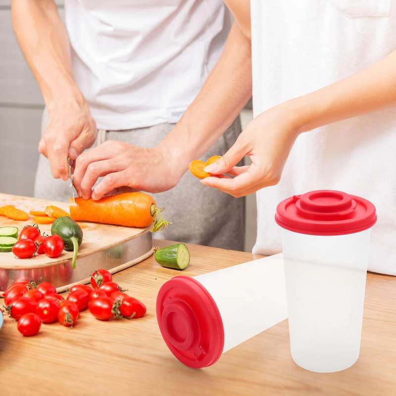 2 Salt and Pepper Shakers Moisture Proof ,Salt Shaker with Red Covers Lids Plastic Airtight Spice Ja