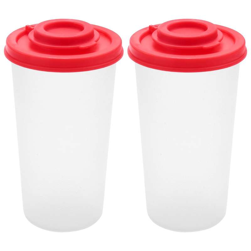 2 Salt and Pepper Shakers Moisture Proof ,Salt Shaker with Red Covers Lids Plastic Airtight Spice Ja