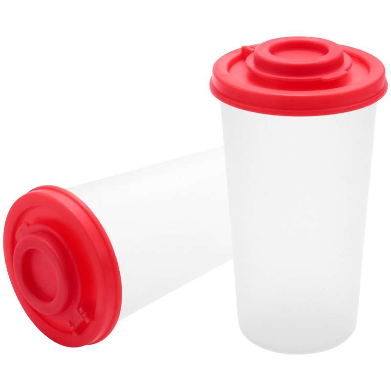 2 Salt and Pepper Shakers Moisture Proof ,Salt Shaker with Red Covers Lids Plastic Airtight Spice Ja