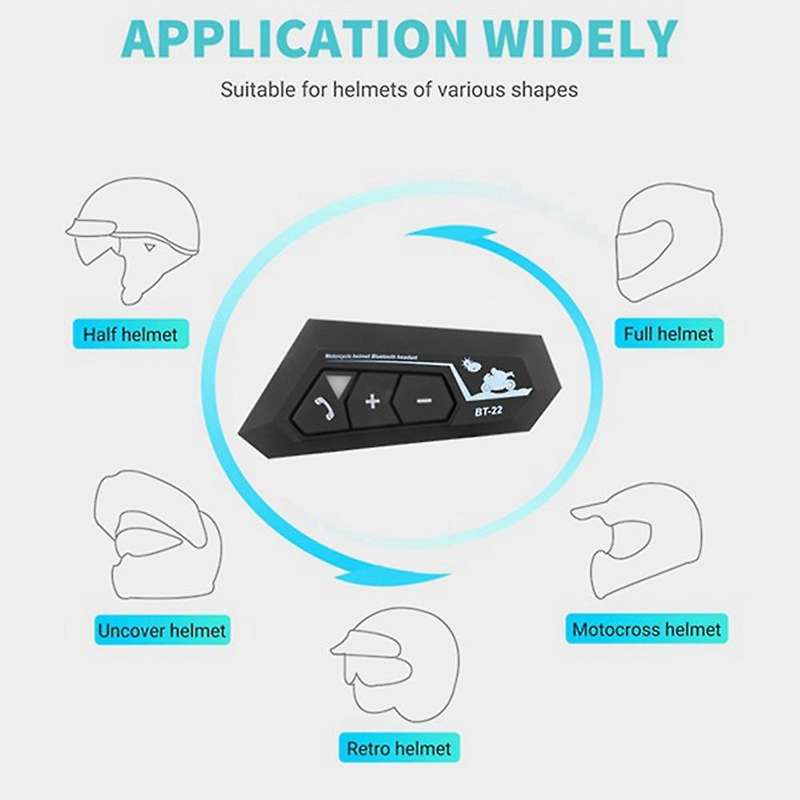 2 Set Motorcycle 5.0 Bluetooth Helmet Intercom Universal Pairing Earphone Headset with CNC Noise Re