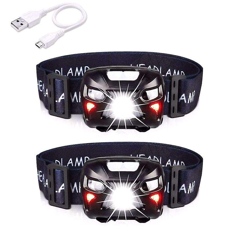 2 Sets of Flashlights, Rechargeable Waterproof Headlights, 8 Lighting Modes, Suitable for Camping an