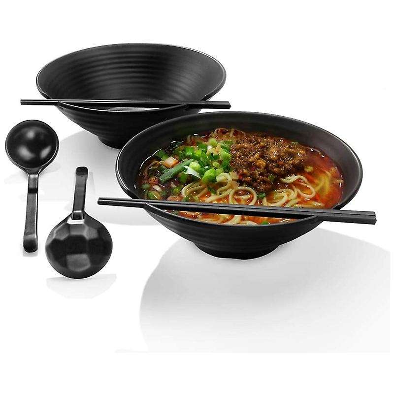 2 Sets Salad Bowls,ramen Soup Bowls,mixing Bowls Dishware Set (with Chopsticks&spoon),home Kitchen
