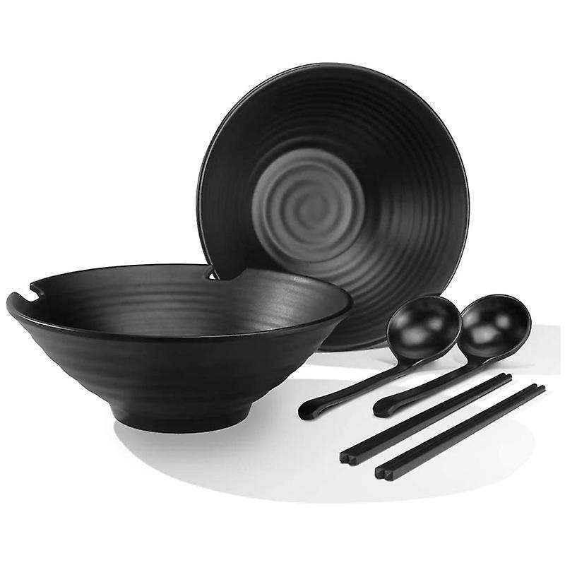 2 Sets Salad Bowls,ramen Soup Bowls,mixing Bowls Dishware Set (with Chopsticks&spoon),home Kitchen