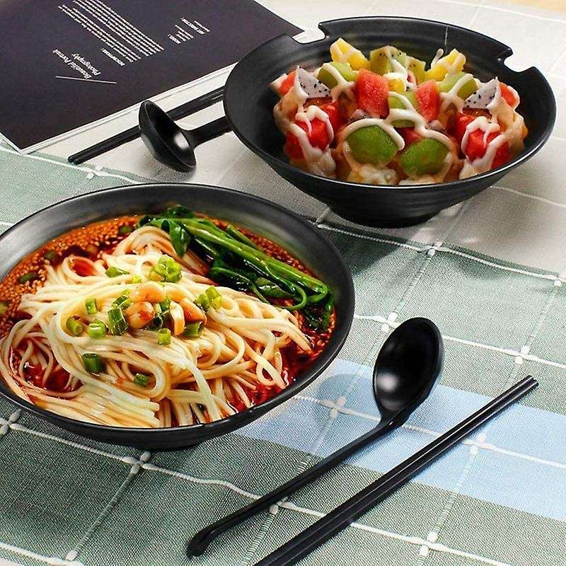 2 Sets Salad Bowls,ramen Soup Bowls,mixing Bowls Dishware Set (with Chopsticks&spoon),home Kitchen