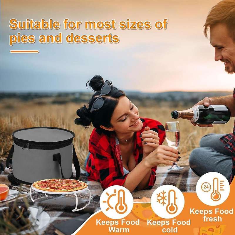 2 Sets Round Pie Carrier 11 x 7 Inch with Dish Tray Plate Stacker Insulated Casserole Carrier with L