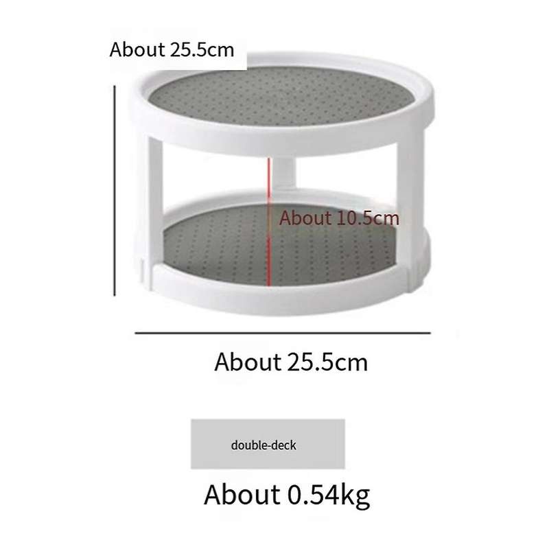 2 Tier Non Skid Condiment Rotating Storage Rack,360 Rotating Seasoning Organizer, for Pantry Cabinet