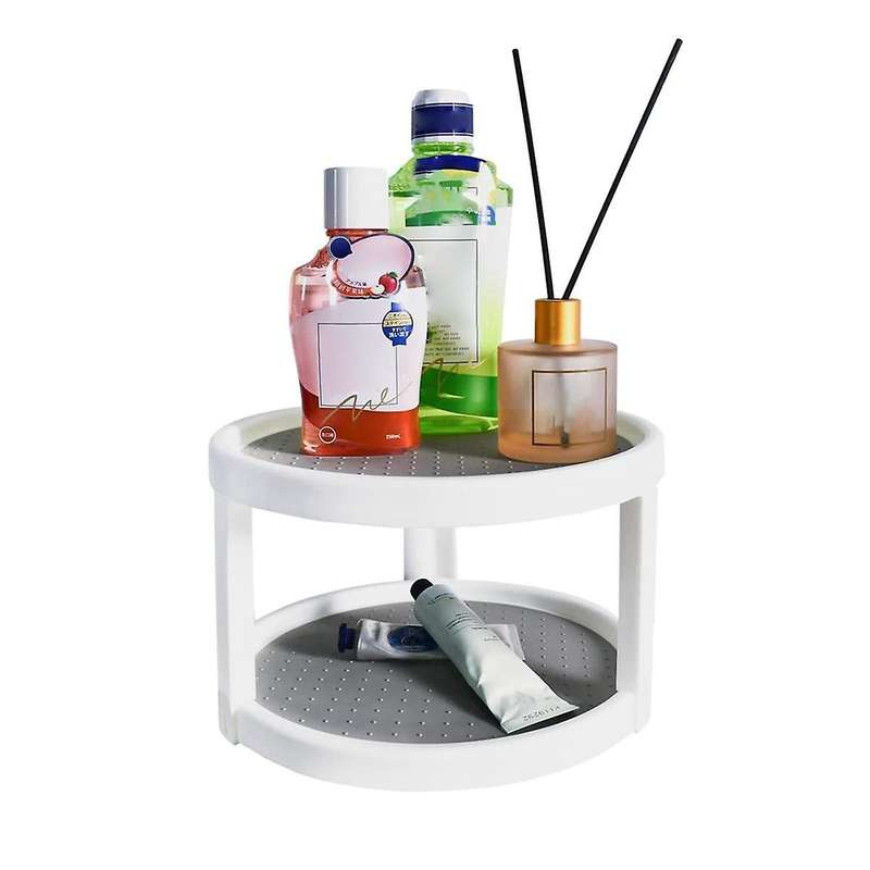 2 Tier Non Skid Condiment Rotating Storage Rack,360 Rotating Seasoning Organizer, for Pantry Cabinet