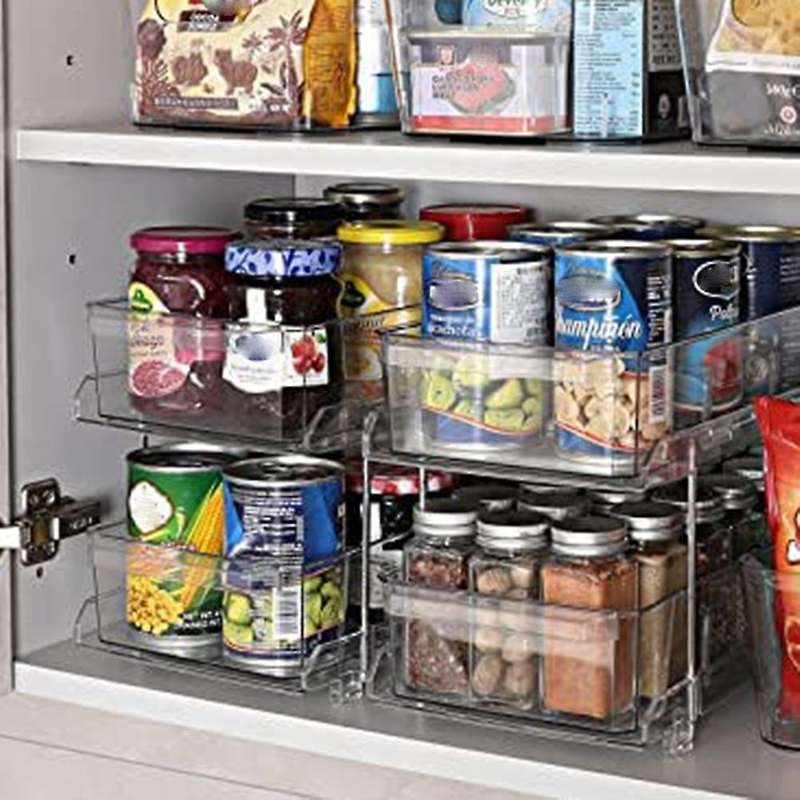 2 Tier Clear Organizer with Dividers Under Sink Closet Organization