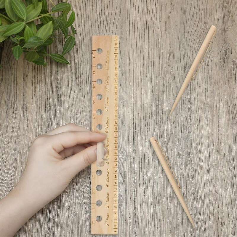 2 Wooden Plant Seed Spacing and Interval Ruler with Vegetable Spacing Suggestions Seed Spacer for Pr